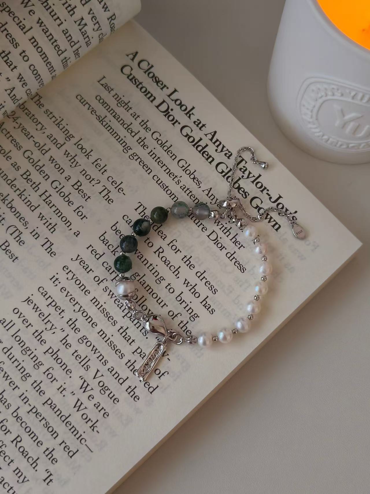 "xixiajou The Serenity Strand“ 925 Sterling Silver & Freshwater Pearl Bracelet - For the Mom Who Shines Through Motherhood