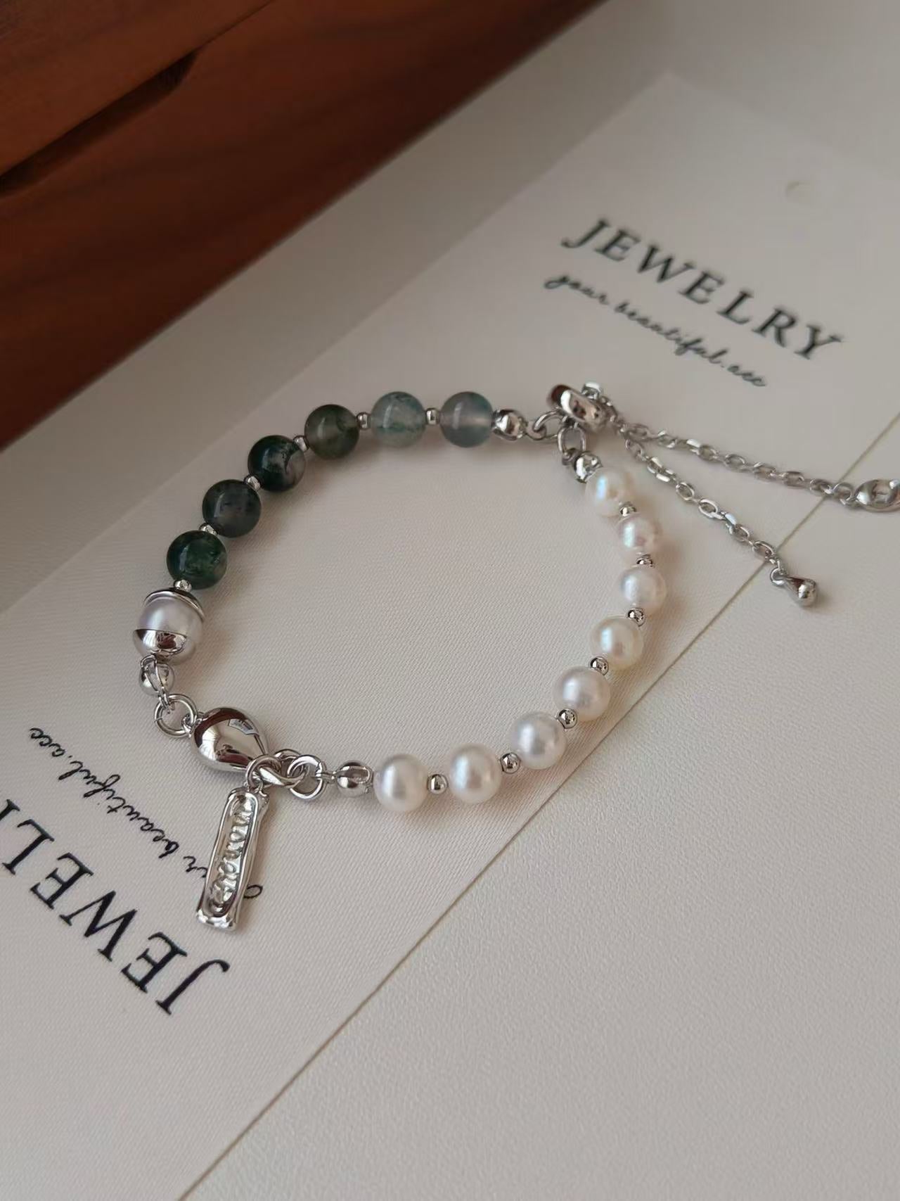 "xixiajou The Serenity Strand“ 925 Sterling Silver & Freshwater Pearl Bracelet - For the Mom Who Shines Through Motherhood