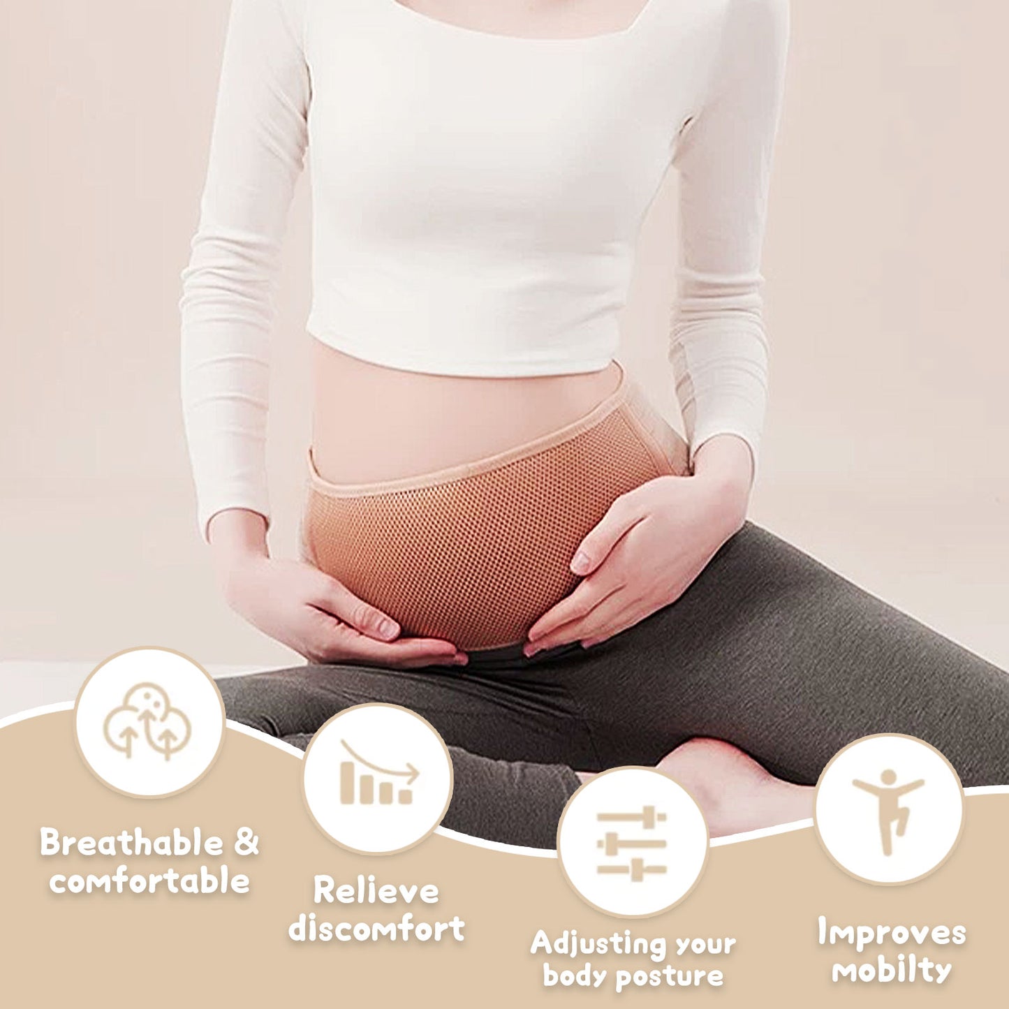 Das Serenity Maternity Band™ Ultimativer Komfort für jedes Trimester – Atmungsaktiver Schwangerschaftsstützgürtel mit medizinischer Einstellbarkeit 