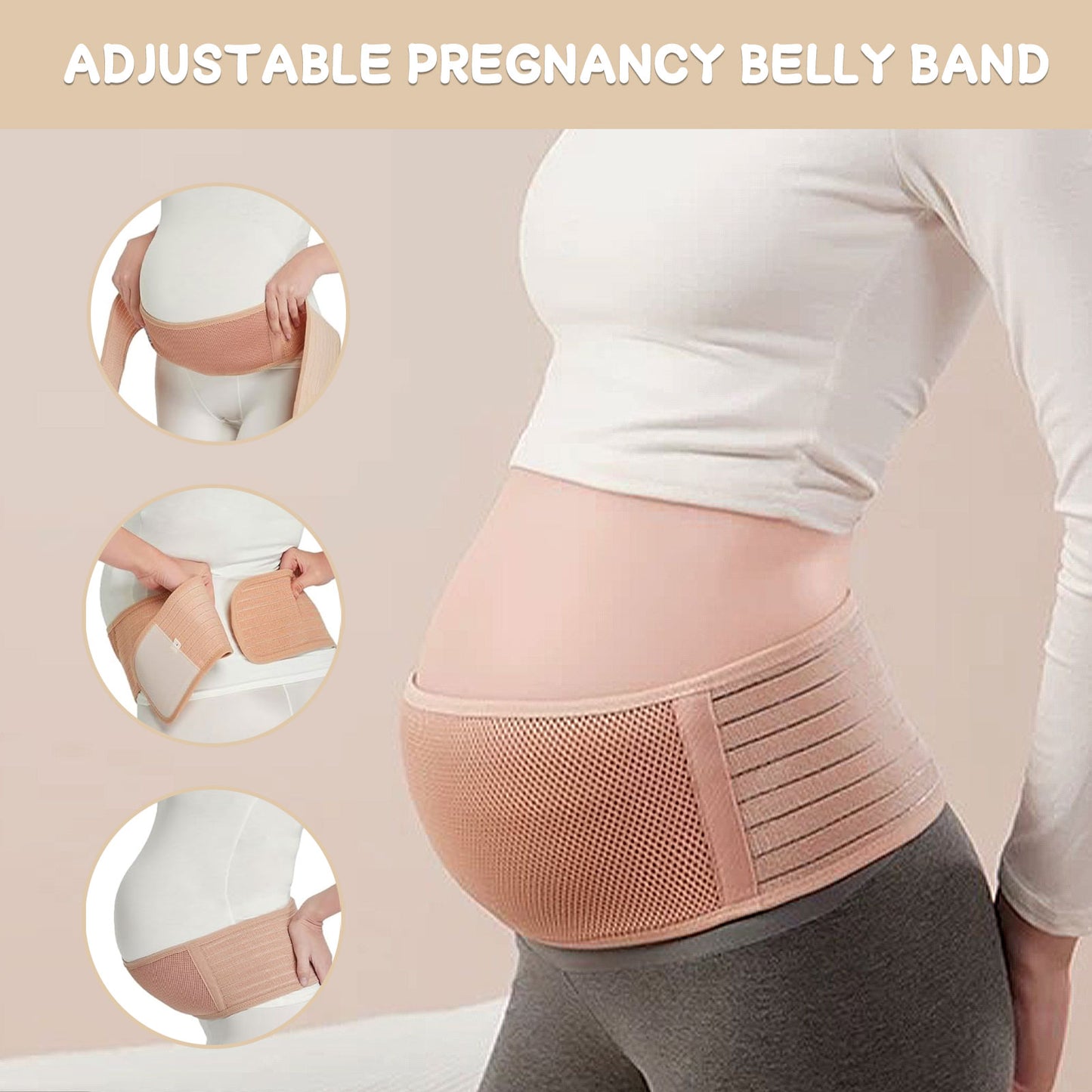 Das Serenity Maternity Band™ Ultimativer Komfort für jedes Trimester – Atmungsaktiver Schwangerschaftsstützgürtel mit medizinischer Einstellbarkeit 